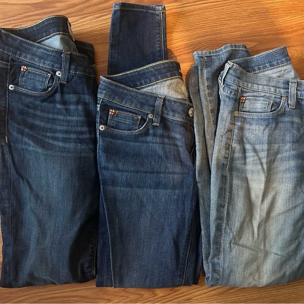 3 pairs Hudson Jeans Women's Skinny Jeans - Dark and Light Blue